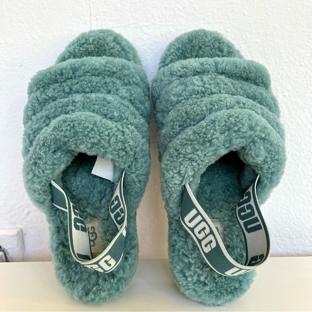 UGG Fluff Yeah Teal Sheep Slides